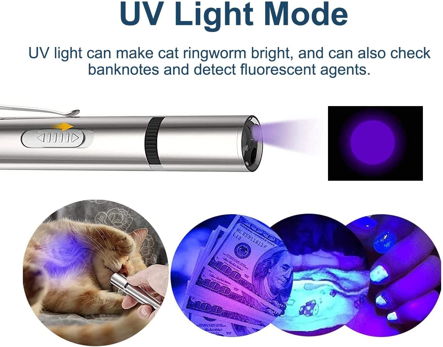 Cat Laser Toys Pointer for Indoor, Cat Mouse Toys Wand Red Light Pet Interactive Toys to Keep Cat Busy, for Kitten Cat Dog Chase Play
